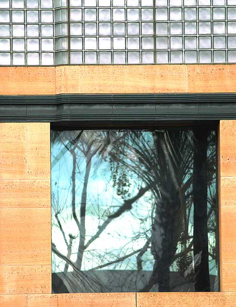 he glass block walls of the Los Angeles County Museum of Art, Wilshire Boulevard