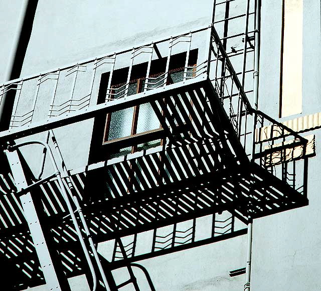Hollywood Boulevard fire escape and shadows