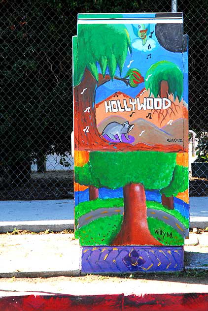 Artwork on utility box, Hollywood Boulevard at North Alexandria, in East Hollywood, between Thai Town and Los Feliz