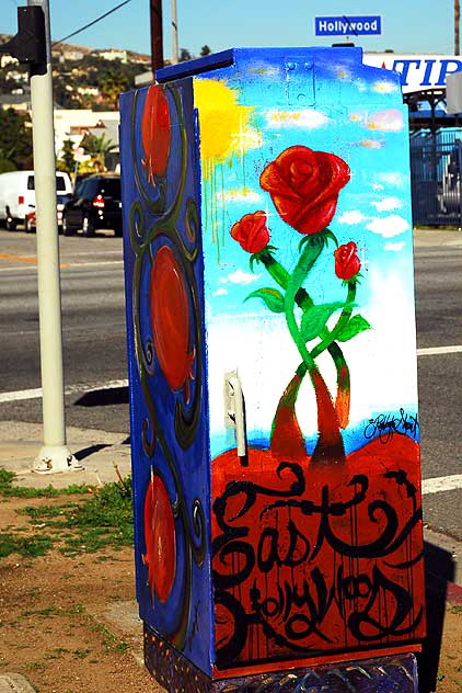 Artwork on utility box, Hollywood Boulevard at North Alexandria, in East Hollywood, between Thai Town and Los Feliz