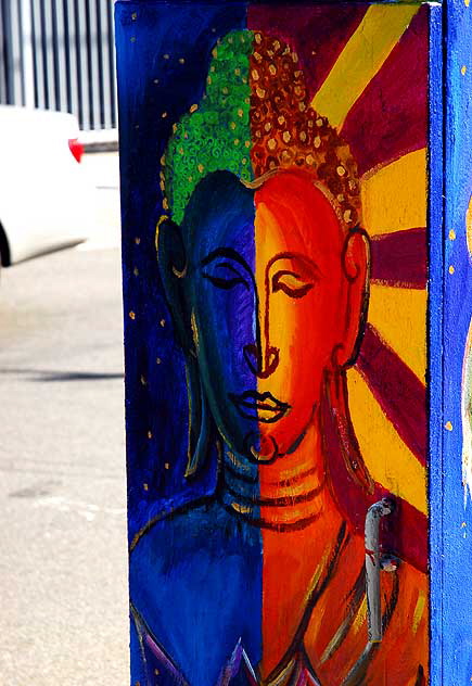 Artwork on utility box, Hollywood Boulevard at North Alexandria, in East Hollywood, between Thai Town and Los Feliz