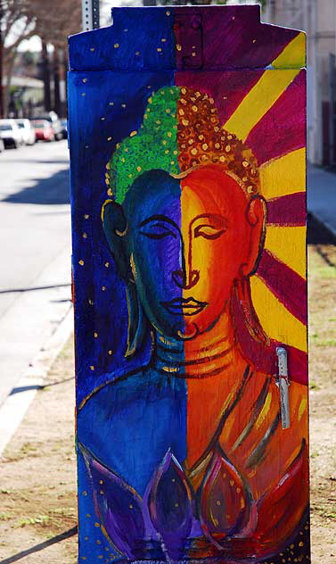 Artwork on utility box, Hollywood Boulevard at North Alexandria, in East Hollywood, between Thai Town and Los Feliz