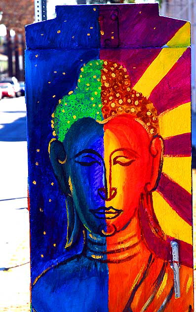 Artwork on utility box, Hollywood Boulevard at North Alexandria, in East Hollywood, between Thai Town and Los Feliz