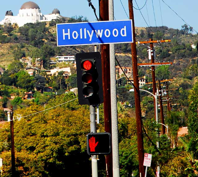 The Griffith Park Observatory as seen from Hollywood Boulevard at North Alexandria