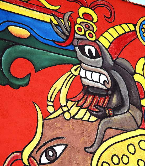 Toltec Warrior mural - El Chavo Restaurant parking lot, 4441 Sunset Boulevard  