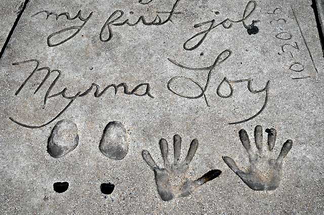 Myrna Loy footprints, plaza at Grauman's Chinese Theater