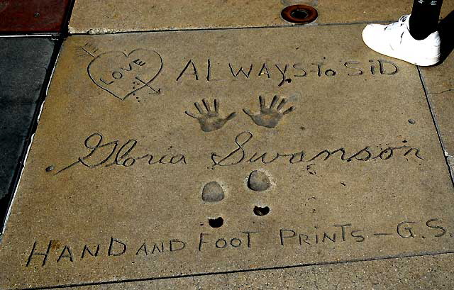 Gloria Swanson footprints, plaza at Grauman's Chinese Theater