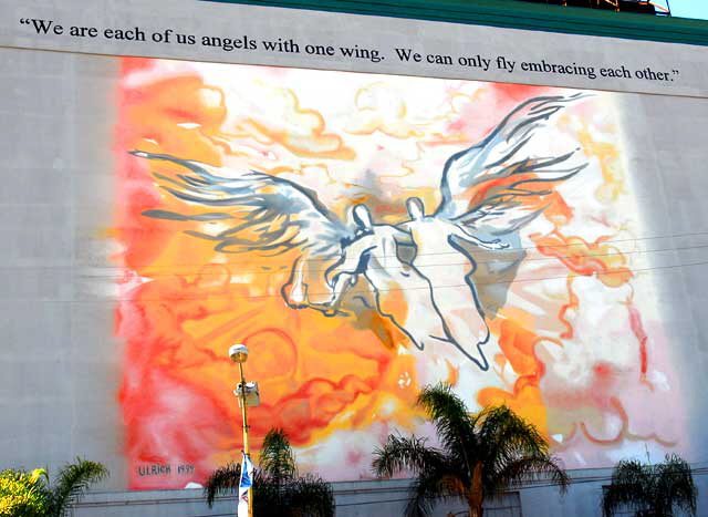 Byzantine-Latino Quarter angel mural, Normandie Avenue and Pico Boulevard, Los Angeles