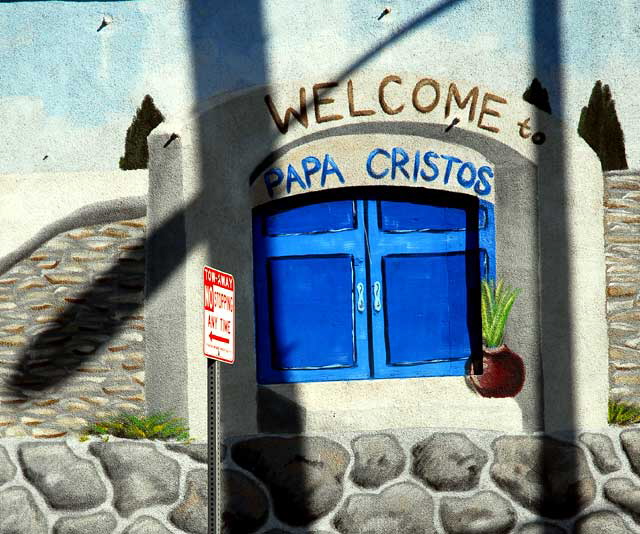 The mural at Papa Cristo's  2771 West Pico Boulevard, at Normandie Avenue 