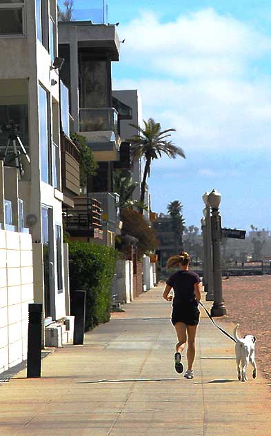 Woman and dog, Oceanfront Walk, Marina Peninsula