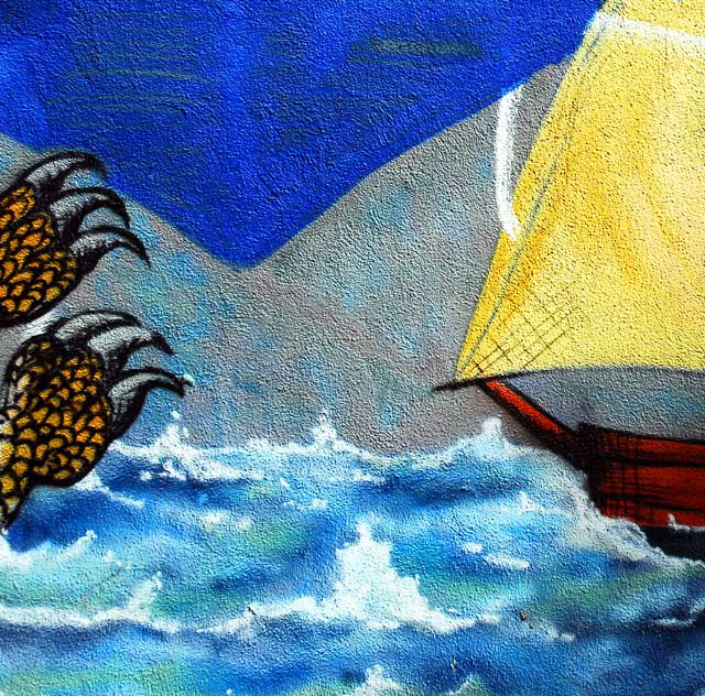 Sailboat - detail of a mural, Stanley Avenue at Melrose