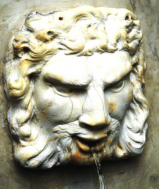 Stone Face on Wall Fountain, Greystone Mansion, Beverly Hills