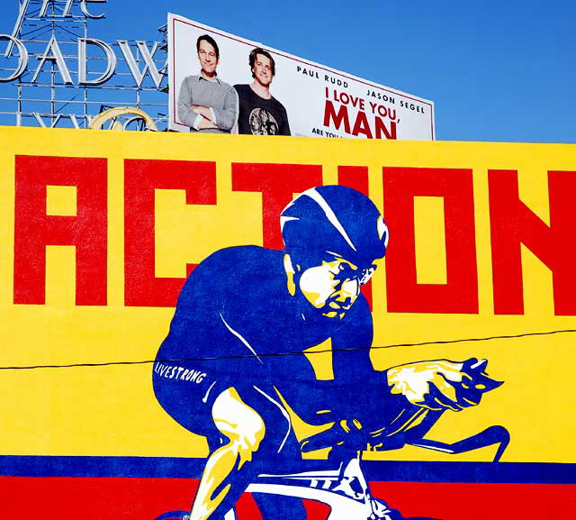 Shepard Fairey mural depicting Lance Armstrong, at the Ricardo Montalbn Theater on Vine