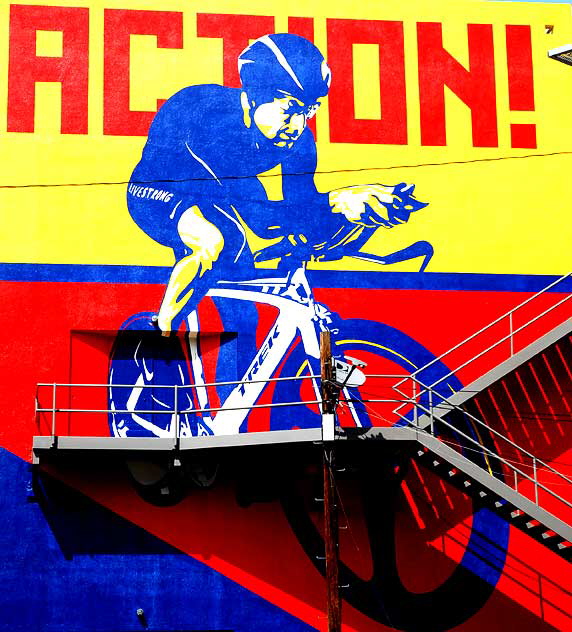 Shepard Fairey mural depicting Lance Armstrong, at the Ricardo Montalbn Theater on Vine