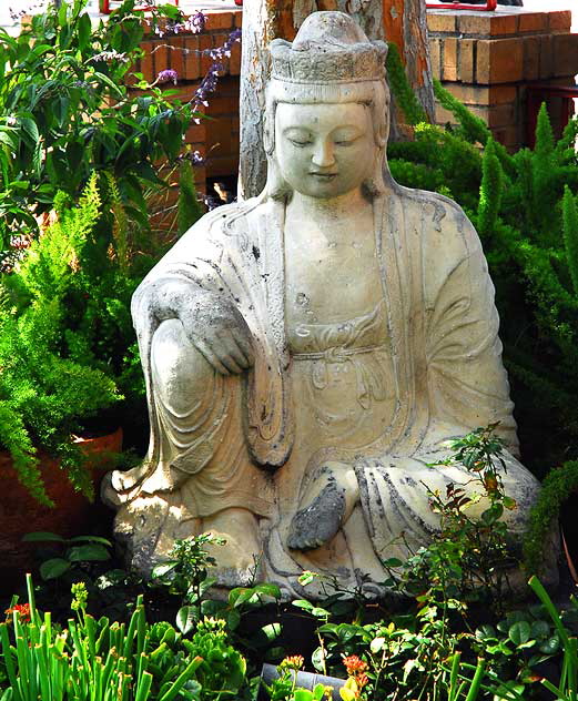 Buddha in garden, Los Angeles' Chinatown