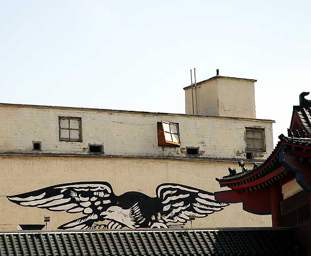 Eagle graphic on warehouse, Los Angeles' Chinatown