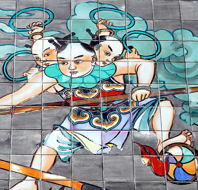Mural detail, Broadway, in Los Angeles' Chinatown