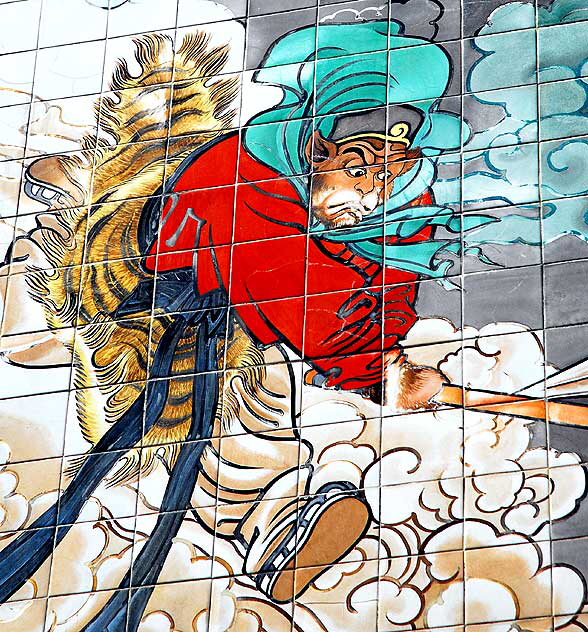 Mural detail, Broadway, in Los Angeles' Chinatown