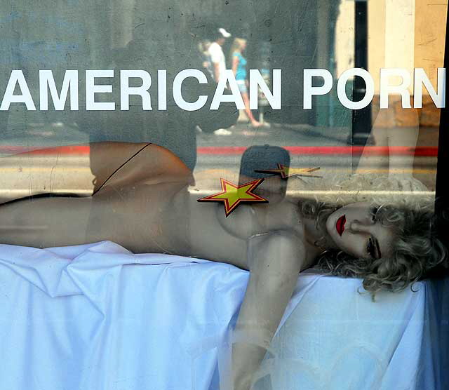 Manikin in the window of World of Wonder (WOW) Storefront Gallery, 6650 Hollywood Boulevard, at Cherokee - for the show "All-American Porn: 25 Years of Erotic Photography from Vivid Entertainment" 