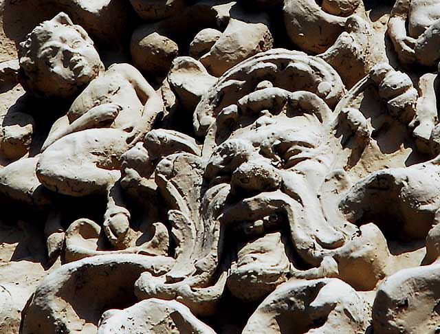 Satyr frieze on Mission-Revival building, Wilshire Boulevard