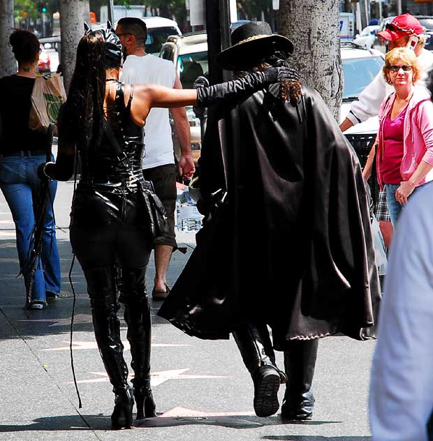 Impersonators on Hollywood Boulevard, Catwoman and Zorro