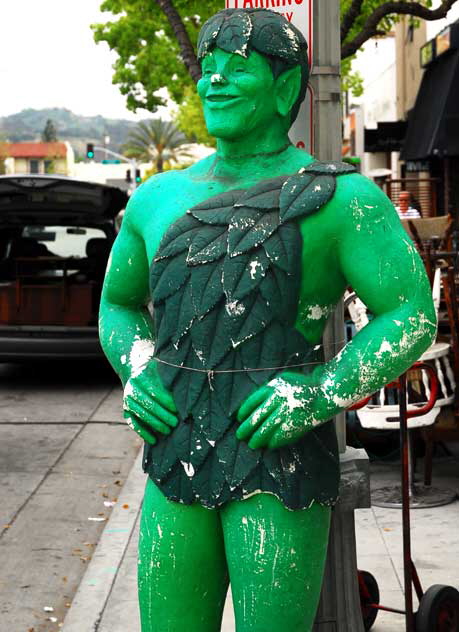 Jolly Green Giant figure on display at antique shop, Main Street, Culver City