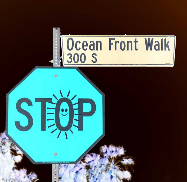Stop Sign, Rose Avenue at Ocean Front Walk, Venice Beach