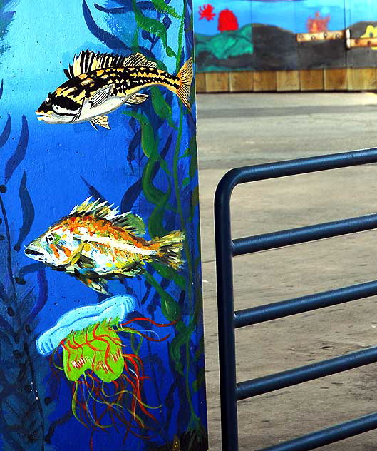 Detail of mural at the aquarium at the base of the Santa Monica Pier