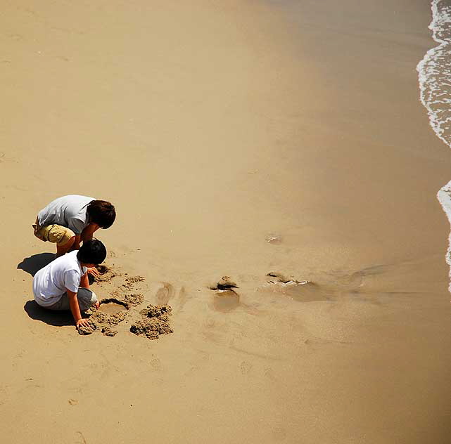 Playing in the sand, Santa Monica