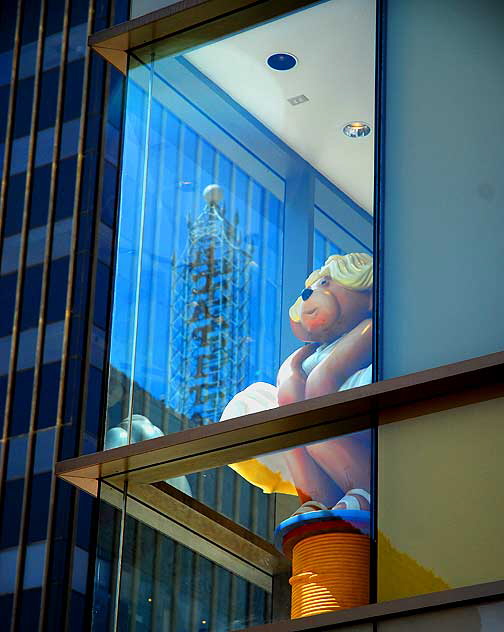 Care Bear as Marilyn Monroe, with the tower of the El Capitan Theater, Hollywood Boulevard