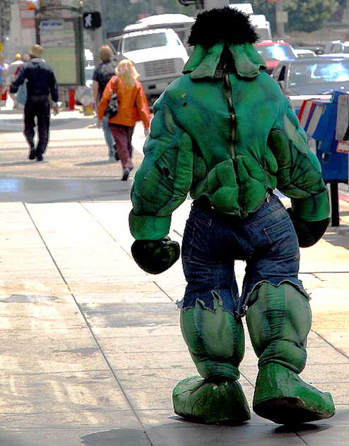 Incredible Hulk impersonator, Highland Avenue at Hollywood Boulevard 