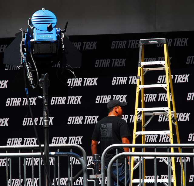 Setting up for the premiere of Star Trek at the Chinese Theater in Hollywood, Thursday, April 30, 2009