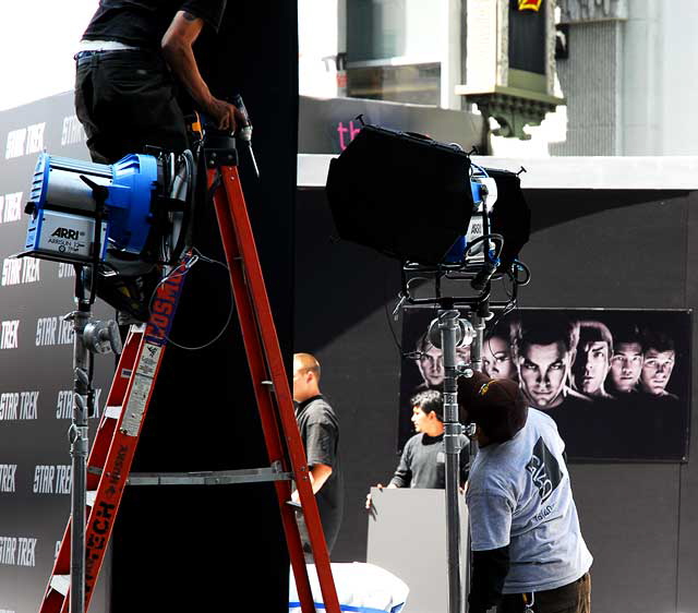 Setting up for the premiere of Star Trek at the Chinese Theater in Hollywood, Thursday, April 30, 2009