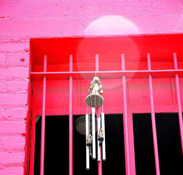 Pink Window with Bars and Wind Chime, Hollywood 