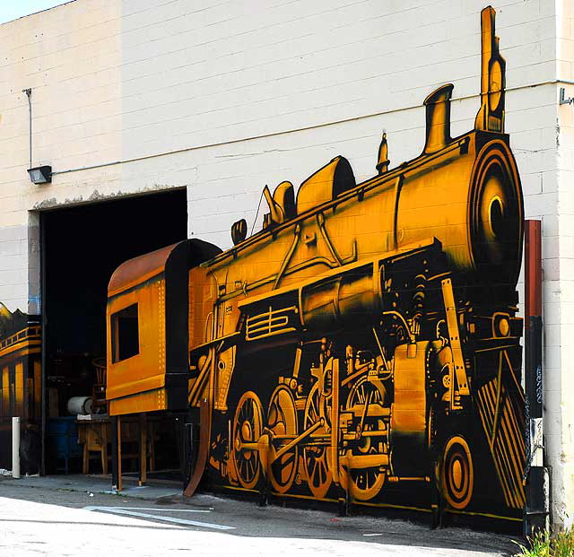 Big fake train in an alley off Saint Andrews Place, just south of Hollywood Boulevard