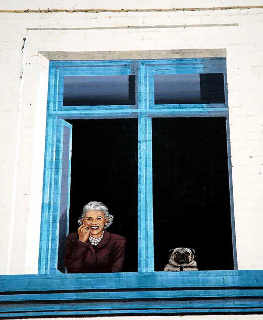 Trope l'oeil window on brick wall, Main Street, Santa Monica