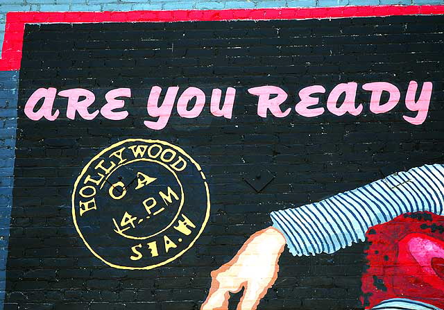 Hollywood Postmark / Are you ready detail of Nancy Sinatra mural, Highland Avenue, Hollywood