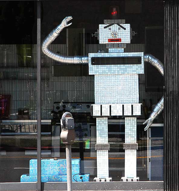 Glass tile robot in shop window, Melrose Avenue, just east of Paramount Studios