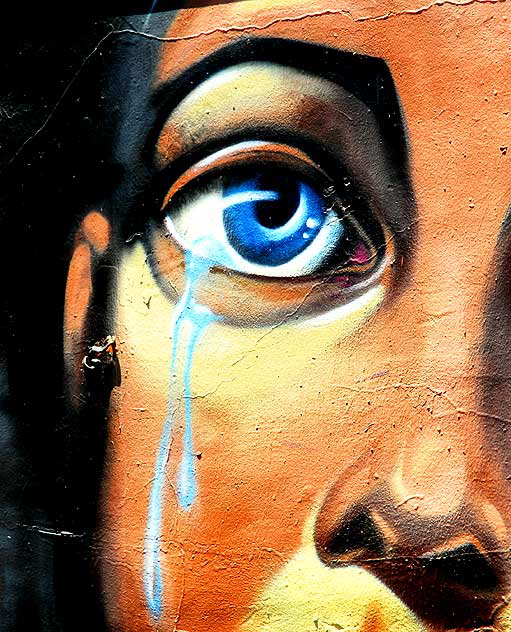 Blue Eye with Tears - graffiti wall, Melrose Avenue