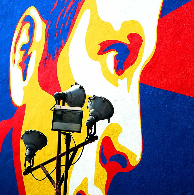 Detail of Shepard Fairey Lance Armstrong mural, Ricardo Montalbán Theater, Hollywood