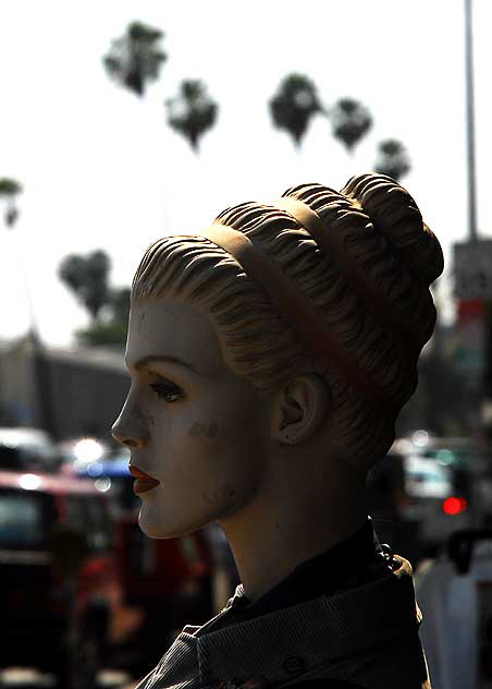 Manikin at guitar shop, Sunset Boulevard at Gardner