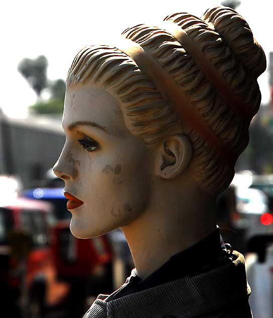 Manikin at guitar shop, Sunset Boulevard at Gardner