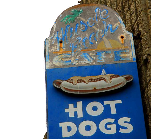 Old sign at Muscle Beach Caf, Venice Beach