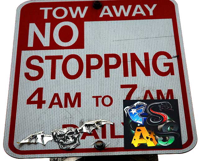 No Stopping sign with Stickers, Sunset Strip
