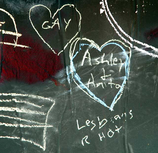 Wall of graffiti left over from gay rights rally, Hollywood Boulevard, Monday, June 1, 2009