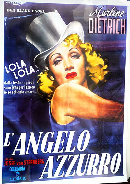 Blue Angel poster, in Italian, window of Edmunds Rare Books, Hollywood Boulevard