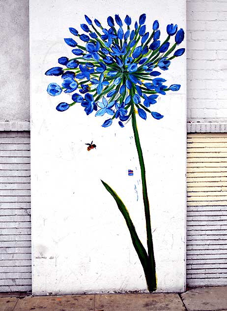 La Brea at Willoughby, just south of Hollywood, fake agapanthus and fake bee