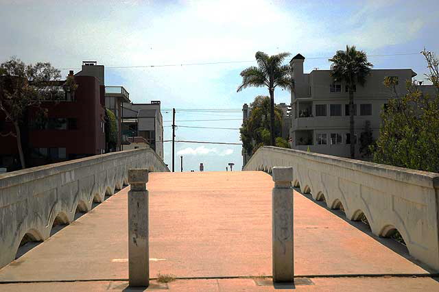 On the Marina Peninsula, the bridge that spans the old Venice canal at Lighthouse Street