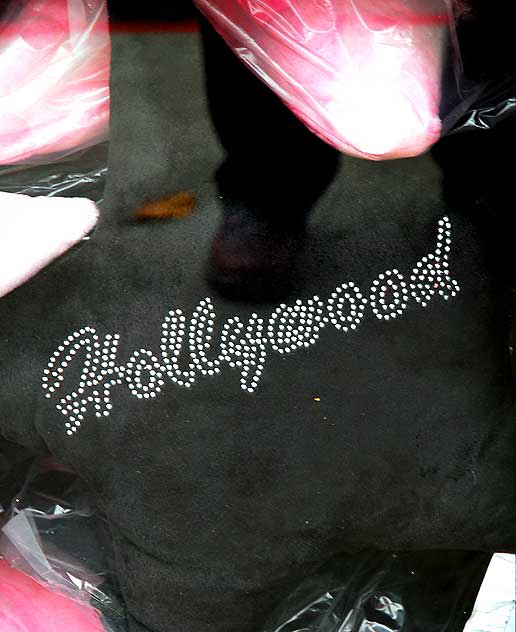 Black velvet star pillow with Hollywood in rhinestones
