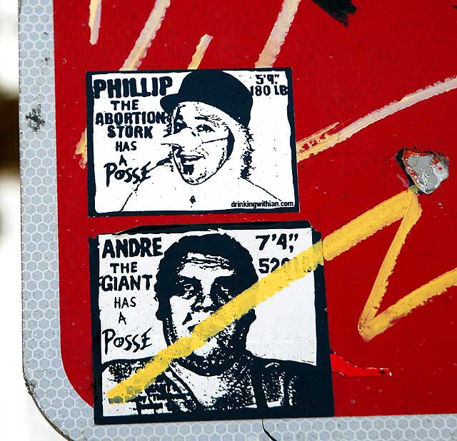 Stickers on traffic sign in Los Feliz - Vermont Avenue, north of Hollywood Boulevard